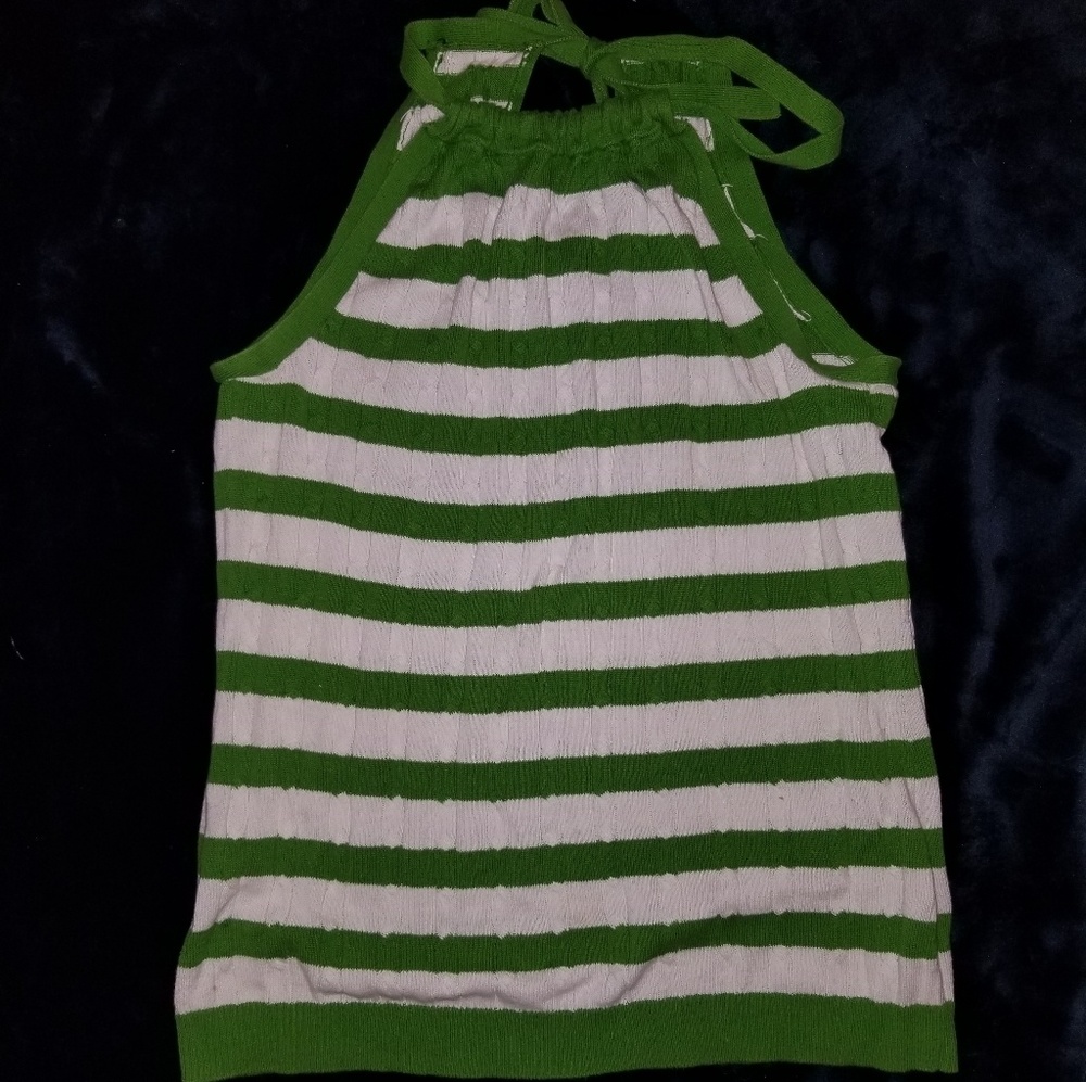 Green & white striped tank top